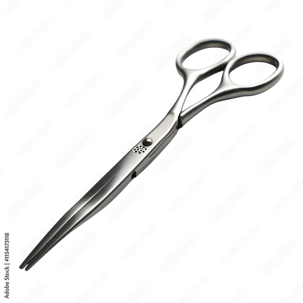 Stainless steel surgical scissors with sharp blades and circular handles on a transparent background Stainless steel surgical scissors with sharp blades and circular handles on a transparent background