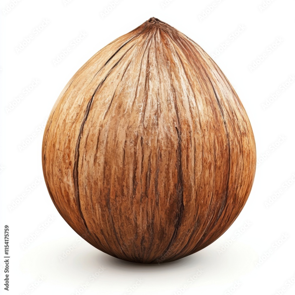 An entire open-topped coconut, showing white flesh isolated on a white background. An entire open-topped coconut, showing white flesh isolated on a white background.