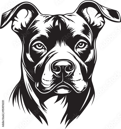 Pit Bull Terrier Dog Stylized Vector Illustration Graphic