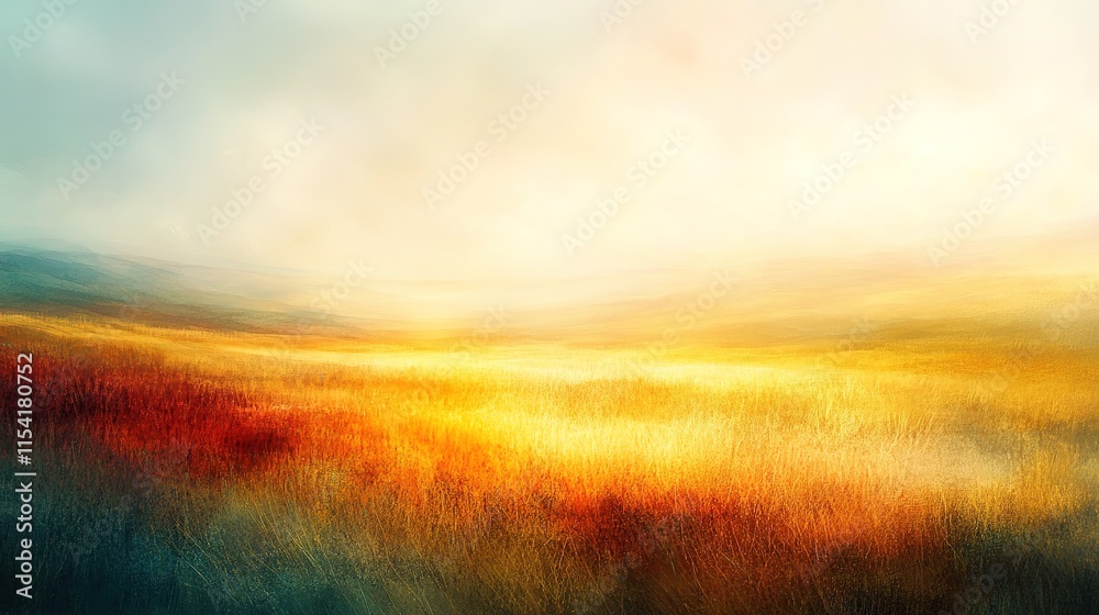 Vibrant landscape with soft hues blending into dramatic sunset, Vibrant landscape with soft hues blending into dramatic sunset,