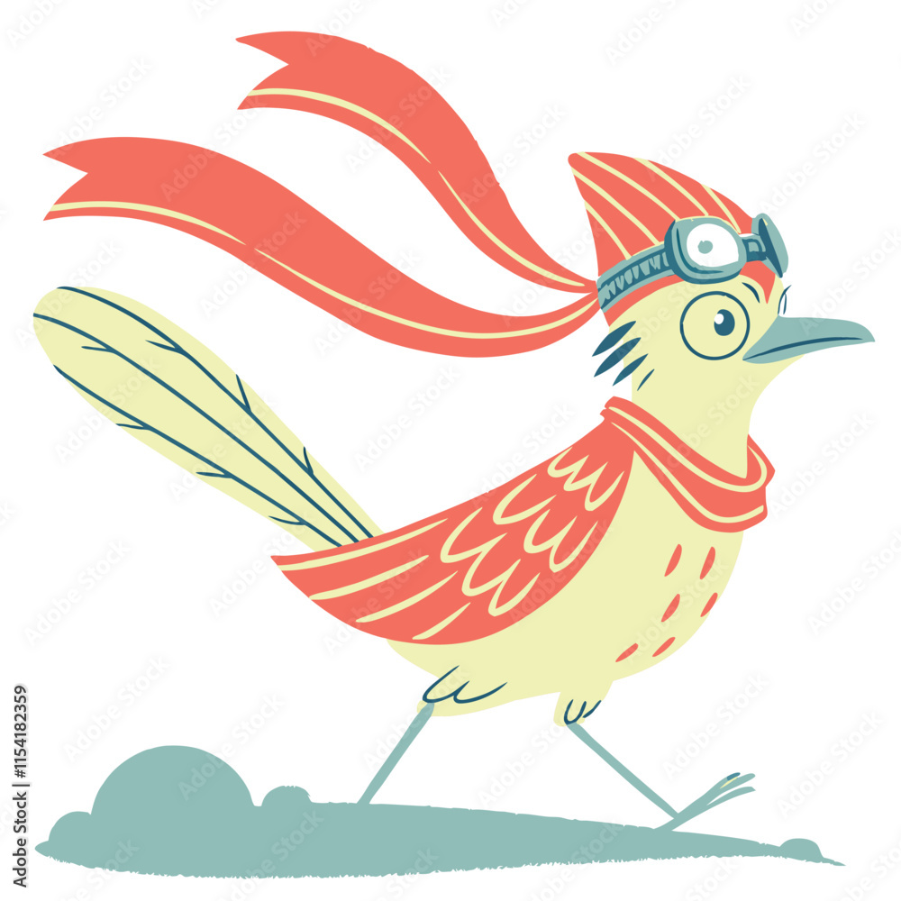 Obraz premium Fun and charming roadrunner illustration with a letter, perfect for designs related to kids, animals, or imaginative storytelling.