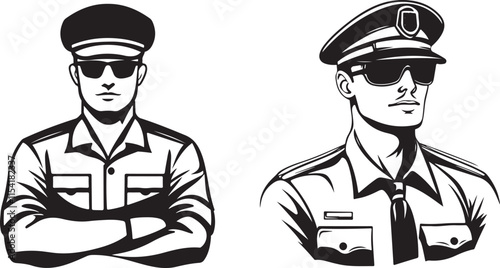 Security Guard Stylized Set Vector Illustration Graphic