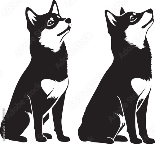 Shiba Inu Side Profile Dogs Stylized Vector Illustration Graphic