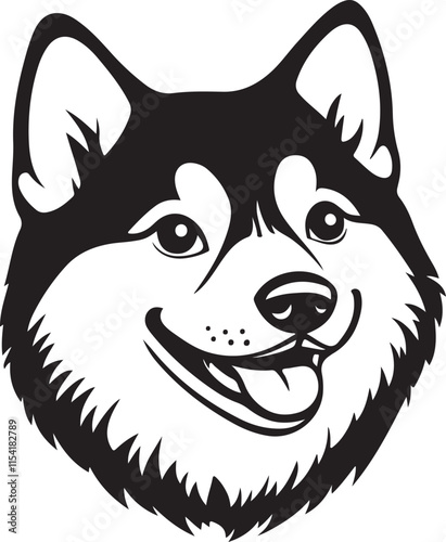 Shiba Inu Happy Dog Face Stylized Vector Illustration Graphic