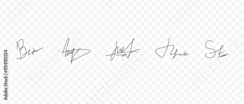 Fake signatures. Fake autograph. Personal signature calligraphy. Contrived signature. Drawing signature