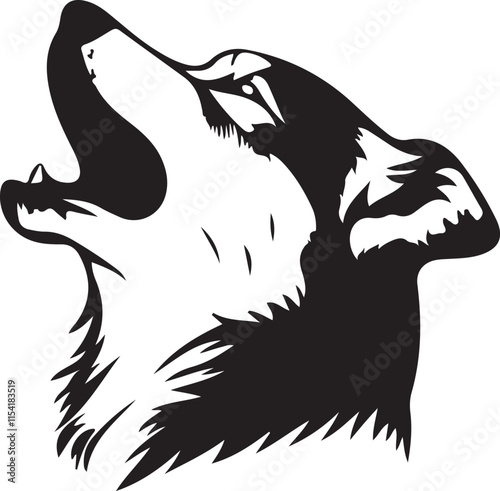 Siberian Husky Dog Howling Stylized Vector Illustration Graphic