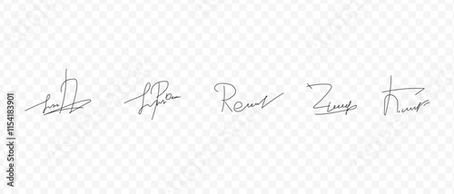 Fake signatures. Fake autograph. Personal signature calligraphy. Contrived signature. 