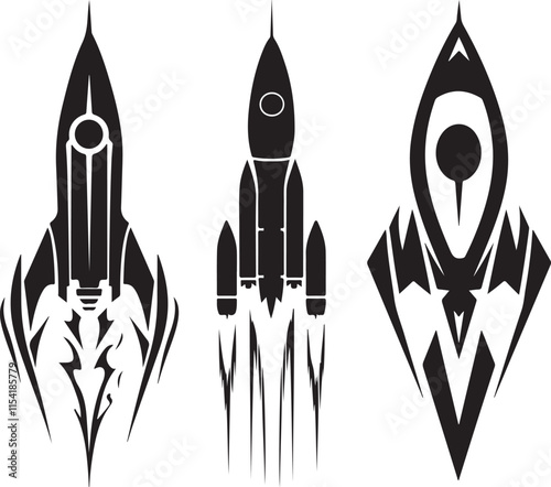 Space Rocket Silhouette Set Vector Illustration Graphic