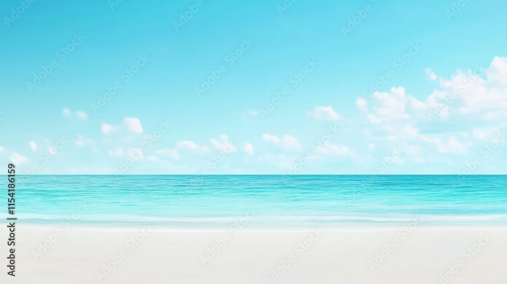 Tranquil Beach Scene with Soft Waves and Clear Blue Sky at Daytime Tranquil Beach Scene with Soft Waves and Clear Blue Sky at Daytime