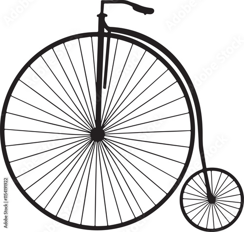 Victorian Penny Farthing Bicycle Silhouette Vector Illustration Graphic