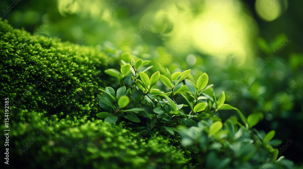 Lush green foliage thriving in a tranquil forest setting during daylight. Lush green foliage thriving in a tranquil forest setting during daylight.