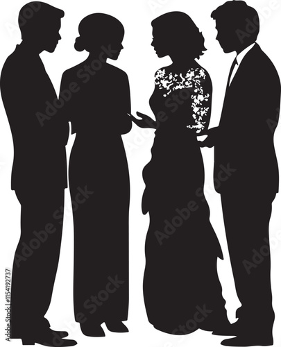 Wedding Guests Silhouette Vector Illustration Graphic