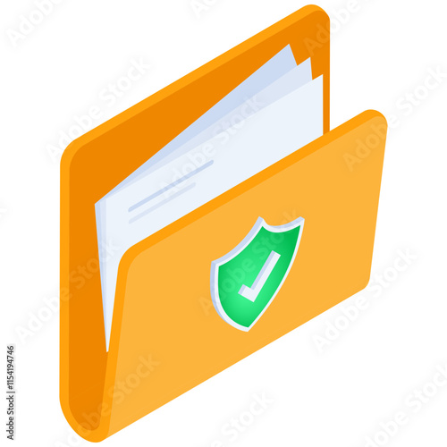 Safe Documents and Folder Isometric Icon