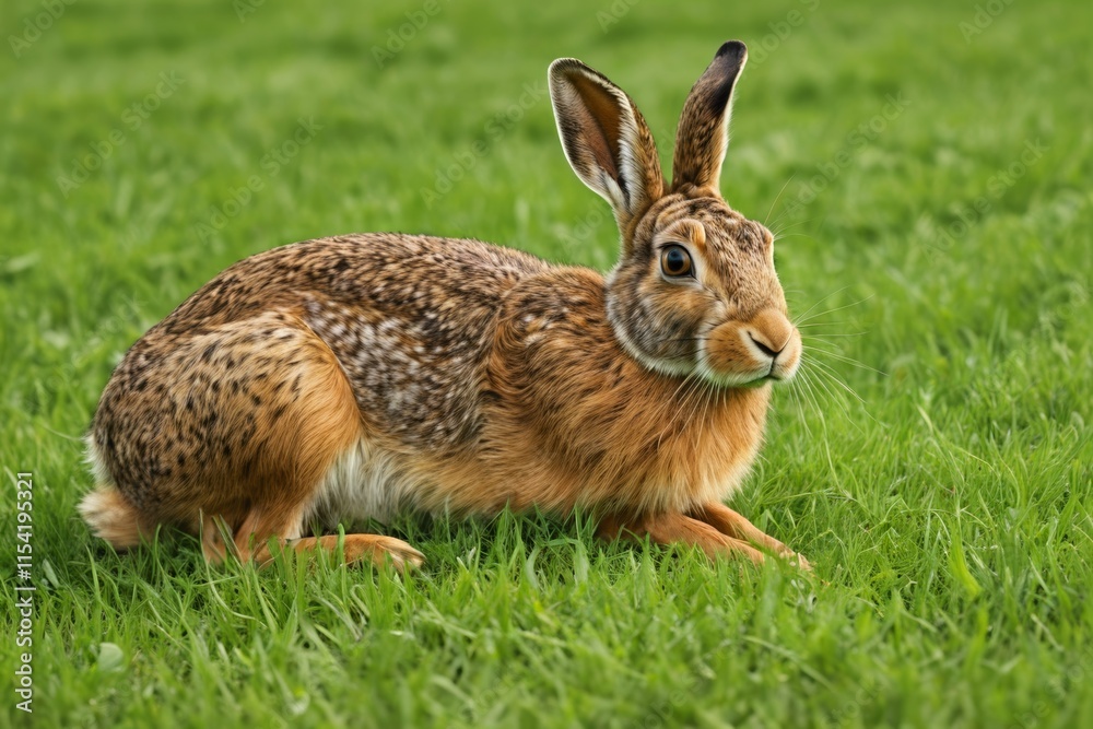 Fototapeta premium araffe sitting in the grass with its head turned to the side