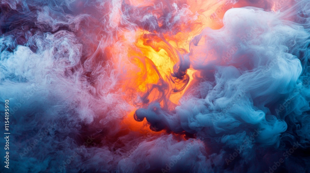 Fototapeta premium Dramatic smoke cloud with vivid colors