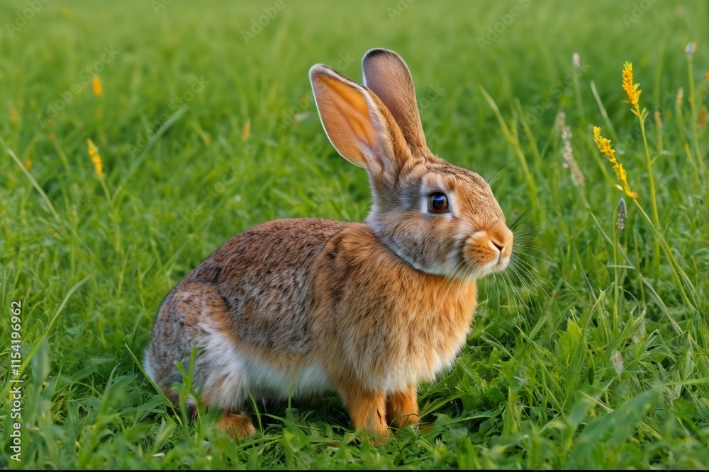 Fototapeta premium there is a rabbit that is sitting in the grass