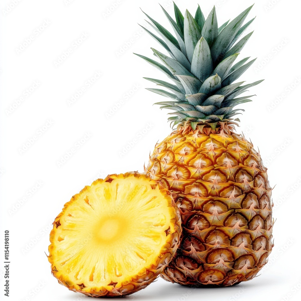 A realistic photo of a pineapple, HD, isolated on white background. A realistic photo of a pineapple, HD, isolated on white background.