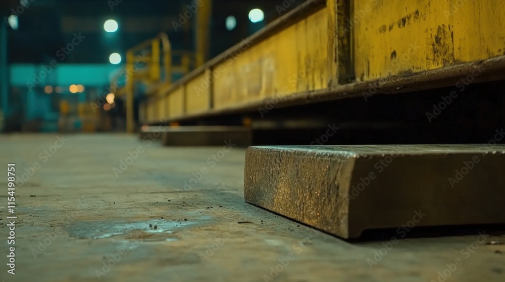 Industrial Workshop Floor with Heavy Machinery Base and Yellow Accents Industrial Workshop Floor with Heavy Machinery Base and Yellow Accents