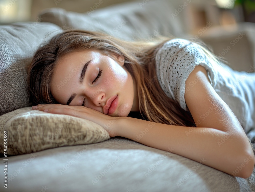 Naklejka premium Woman relaxing on couch