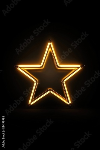 Lit neon star in darkness