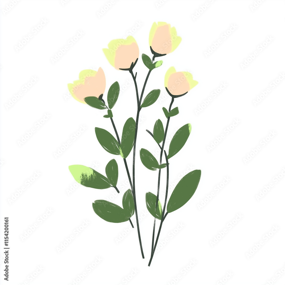 Cute minimalistic plant illustration on white background, vector style Cute minimalistic plant illustration on white background, vector style