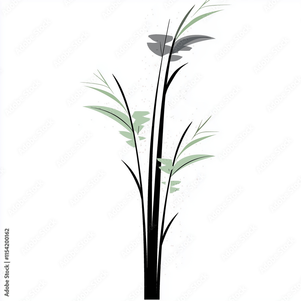 Cute minimalistic plant illustration on white background, vector style Cute minimalistic plant illustration on white background, vector style