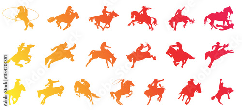 Horse man icon set