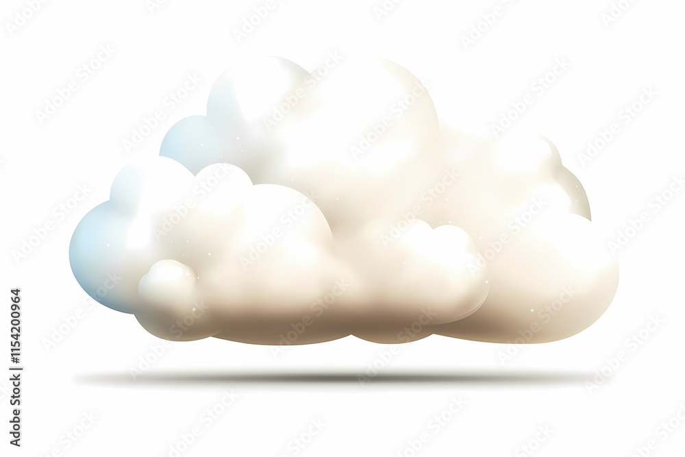 Soft White Cloud with Subtle Shadows on Clean Background Soft White Cloud with Subtle Shadows on Clean Background