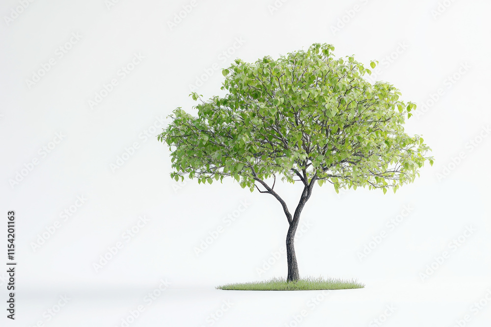 A tree with green leaves isolated on a white background. A tree with green leaves isolated on a white background.