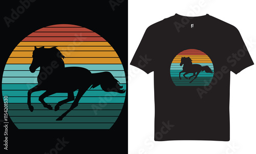 Retro Vintage horse riding t shirt design Free Vector