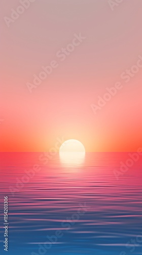 Vibrant Sunset Over Calm Ocean With Gradient Colors