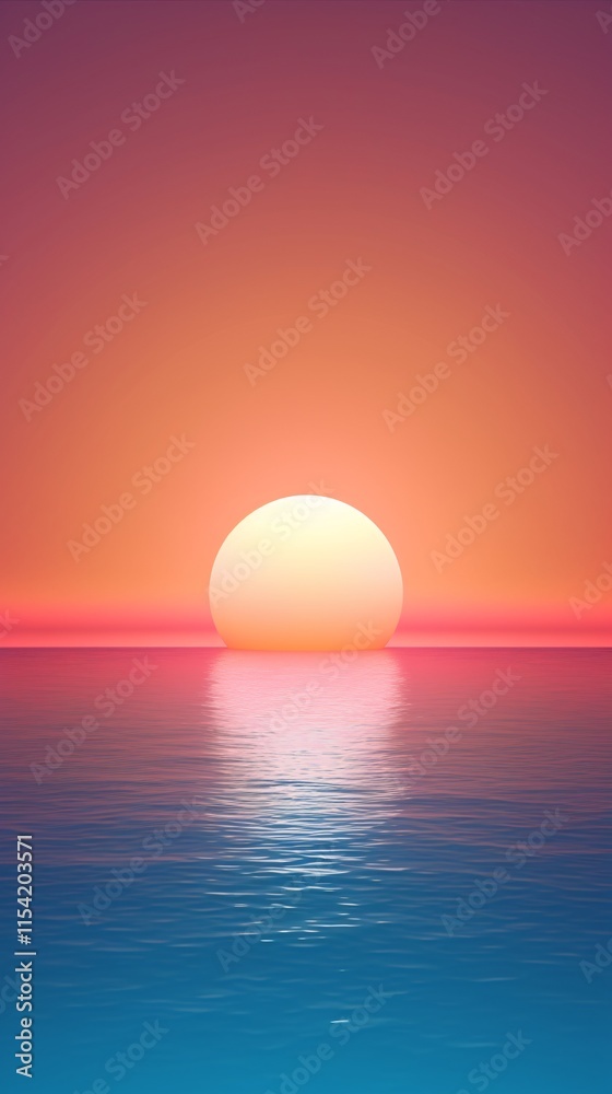 Vibrant Sunset Over Calm Ocean With Gradient Colors Vibrant Sunset Over Calm Ocean With Gradient Colors