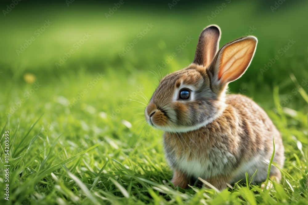 Fototapeta premium there is a small rabbit that is sitting in the grass