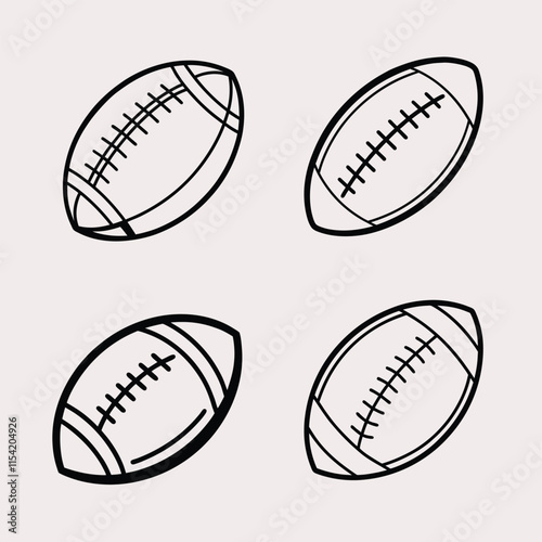 American football gridiron ball bold line art vector design illustration