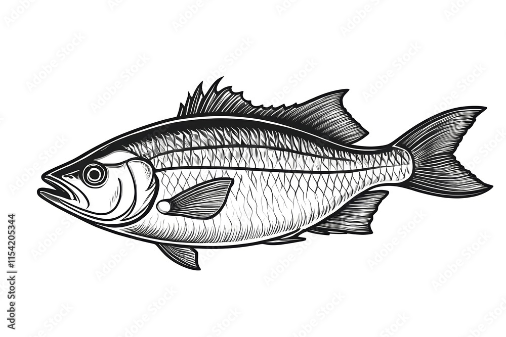 Obraz premium a black and white drawing of a fish