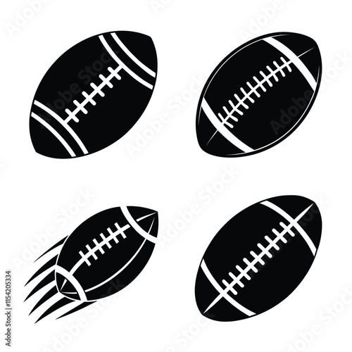 American football gridiron ball clean silhouette vector drawing art design illustration