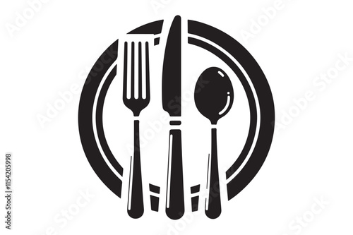 Dinner Plate, Fork and Knife Silhouette 