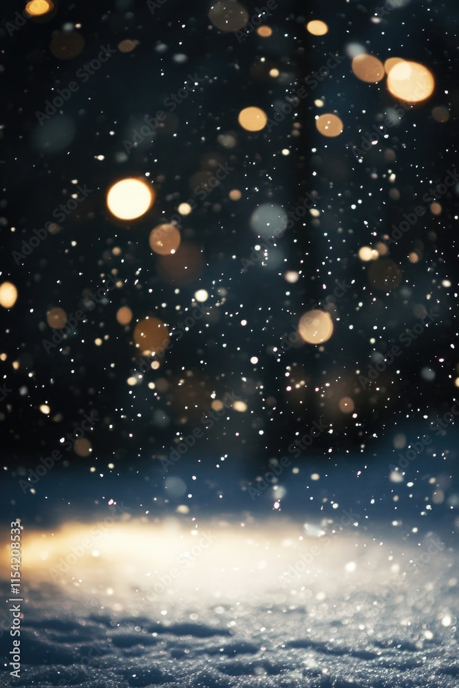 Obraz premium Snowy Ground with String Lights