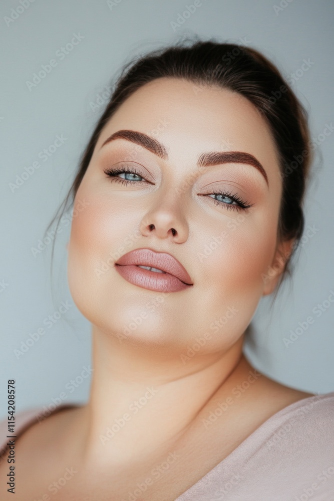 Plus size model showing her perfect makeup and hairstyle Plus size model showing her perfect makeup and hairstyle