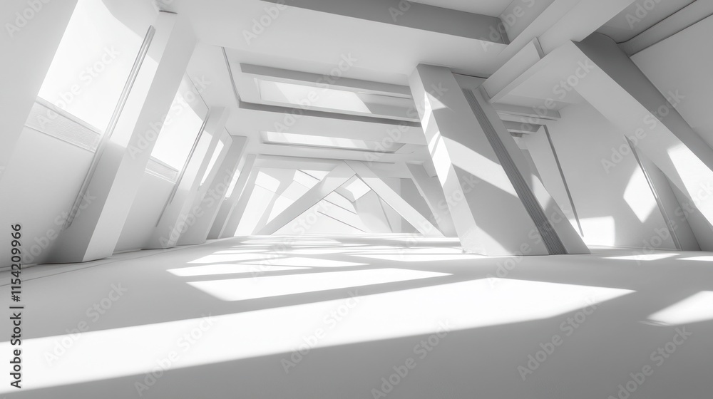 Fototapeta premium Abstract white architectural interior with sunlight.