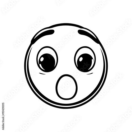 Doodle astonished emoji. Round sketchy funny avatar, vector illustration isolated on white background
