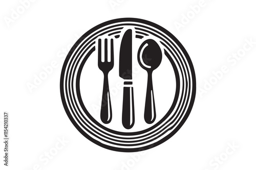 Dinner Plate, Fork and Knife Silhouette 