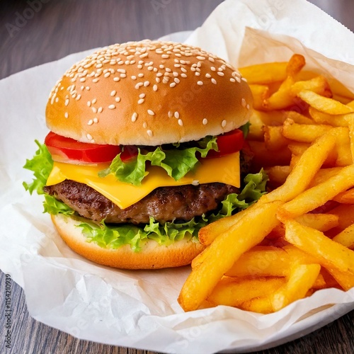 Obraz na płótnie burger and fries w salonie