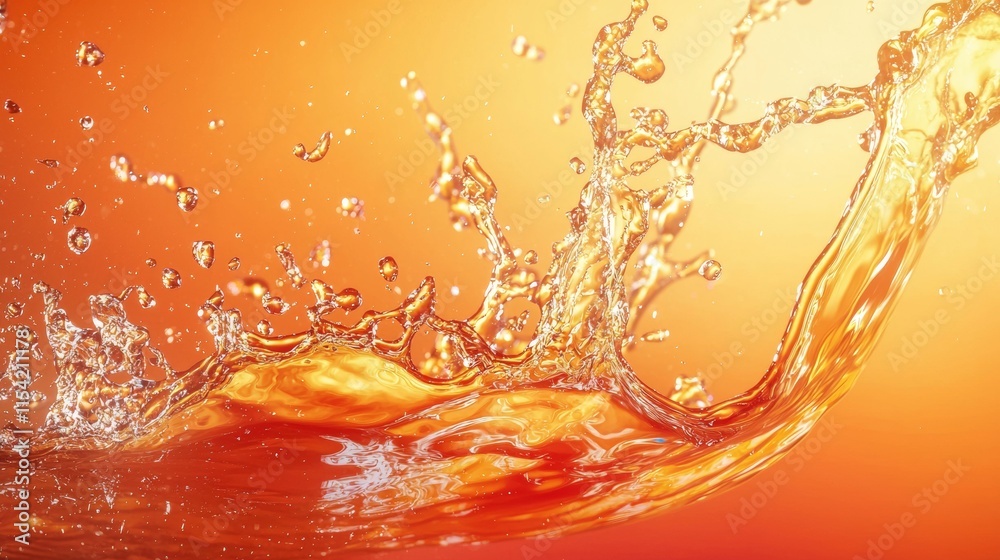 Orange liquid splash captured mid-air Orange liquid splash captured mid-air