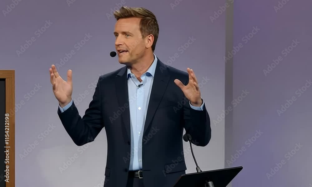 A Man in a Suit Giving a Presentation