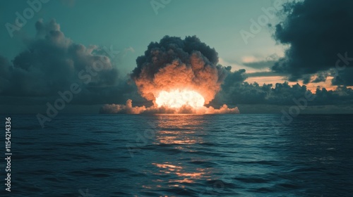 nuclear bomb in the middle of the sea explosion photo