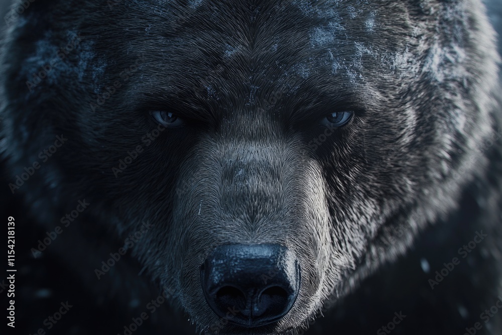 Naklejka premium Bear's Face in Snow