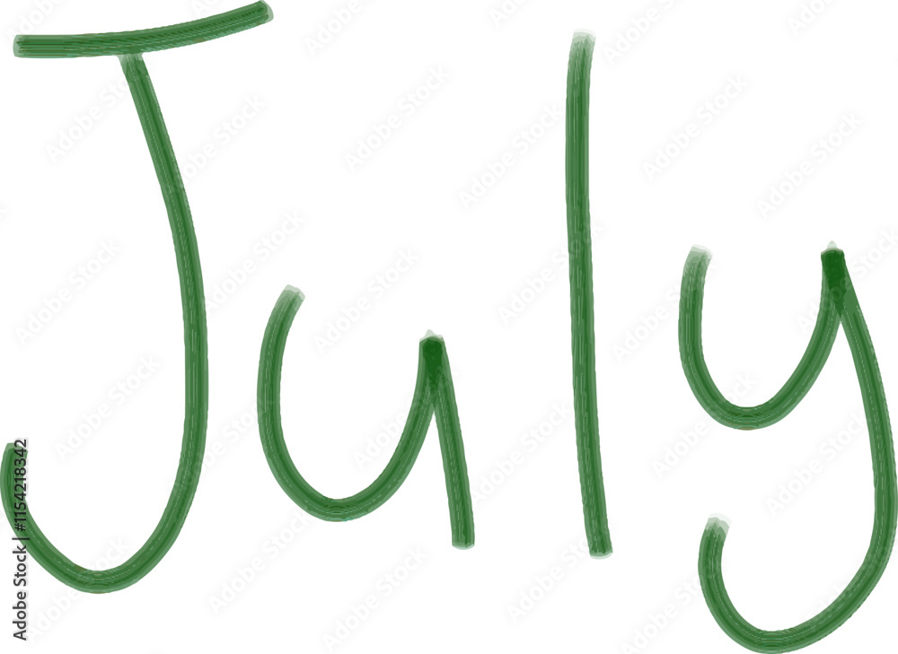 Months lettering hand drawn illustration clipart with isolated white background