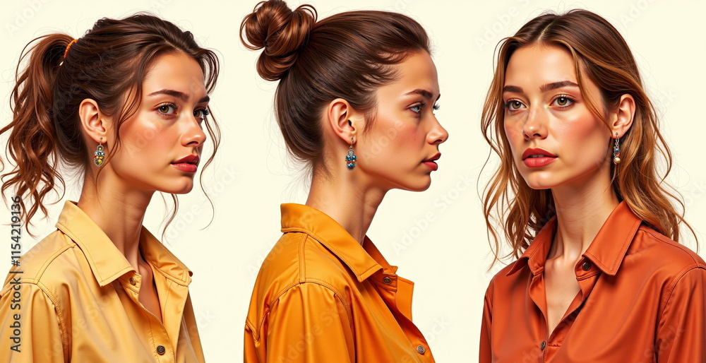 Profile portraits of women showcasing different expressions