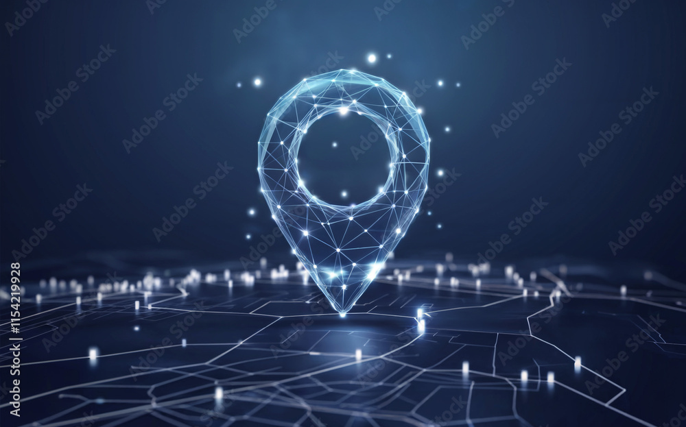 Naklejka premium A blue-toned world map with bright orange lines connecting location pins symbolizes global reach. This illustration is likely used to represent networks and connections between places